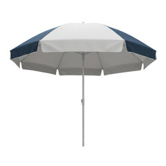 Colorful beach umbrella with white and blue stripes   
