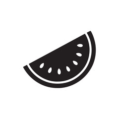 Watermelon Slice Silhouette Vector, Solid Black Minimal Fruit Icon for Summer, Healthy Food Logo, Juice Label, Organic Packaging, and Graphic Design Projects