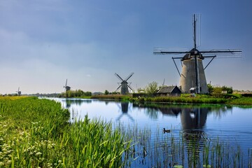 Traditional Windmills in Kinderdijk, Netherlands