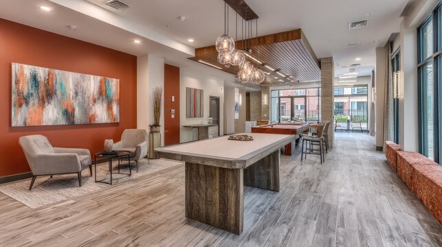 Game lounge with two chairs, snack table, and large OLED screen mounted on a feature wall