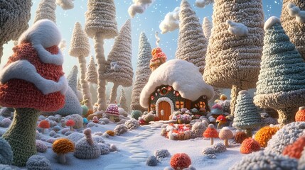 white snow house on the candy land 