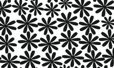 seamless pattern with flowers, Seamless floral pattern with vintage black flowers and geometric textile design