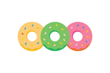 Colorful Iced Donuts with Sprinkles Flat Lay Vector Design