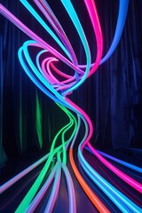 Abstract colorful background with dynamic lines and bright, smoky wave patterns