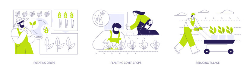 Sustainable agriculture practices isolated cartoon vector illustrations se