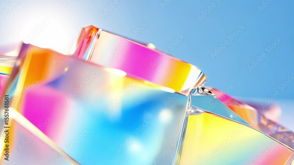 Aufkleber Abstract Cubes of Light: A mesmerizing display of refracted light and color dances through transparent glass cubes, creating a vibrant and dynamic visual experience. 