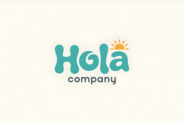 Playful turquoise "Hola" logo with modern charcoal text, subtle circular gradient, and a minimalist sun icon on a clean white background, evoking warmth and positivity.