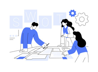 SWOT analysis isolated cartoon vector illustrations.