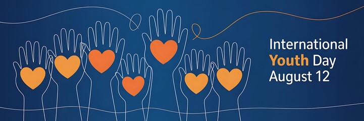 International youth day august 12 with hands and hearts