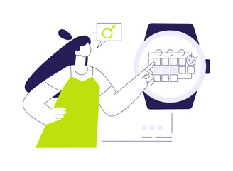 Smartwatch female health tracking abstract concept vector illustration.