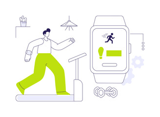 Smartwatch advanced sport tracking abstract concept vector illustration.