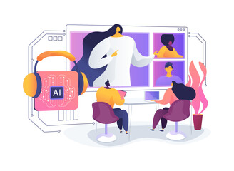 Smart Noise-Canceling Software for Virtual Meetings abstract concept vector illustration.