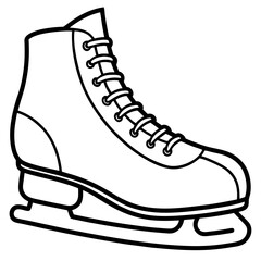 Winter Ice Skating Shoes Line Drawing