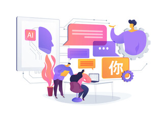 Real-Time Language Translation for Global Teams abstract concept vector illustration.