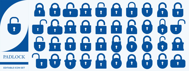 Padlock Icon Set – Editable Lock Symbols Collection