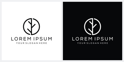minimalist tree logo design vector