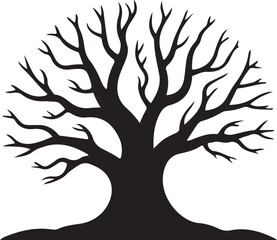 Halloween tree silhouette vector, Spooky tree vector illustration