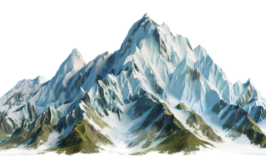 A Scenic Blend of White Peaks and Verdant Slopes in a Serene Mountain Range