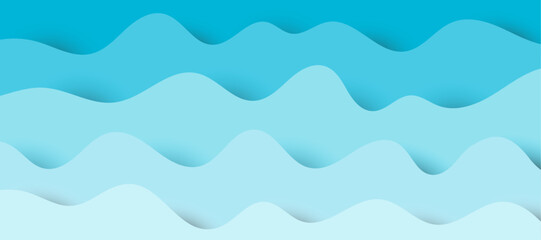 Blue river ocean wave layer vector background.