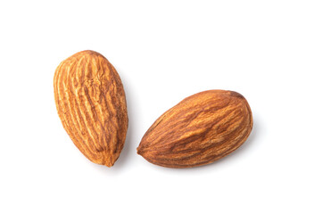group of almonds isolated on white