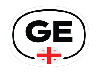 Georgia Country Code Sticker – Oval GE with Five-Cross National Flag – High Quality Vectorial Stock Image