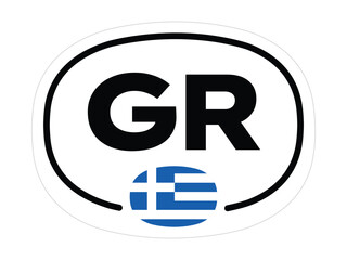Greece Country Code Sticker – Oval GR with Blue and White National Flag – High Quality Vectorial Stock Image