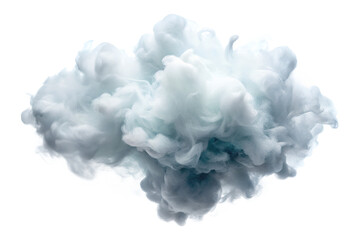 Photo of a soft, light blue cloud of smoke isolated on transparent background