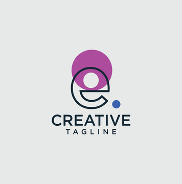 HURUF INISI E. TEMPLATE VEKTOR DESAIN. LOGO AGEN PEMASARAN DIGITAL