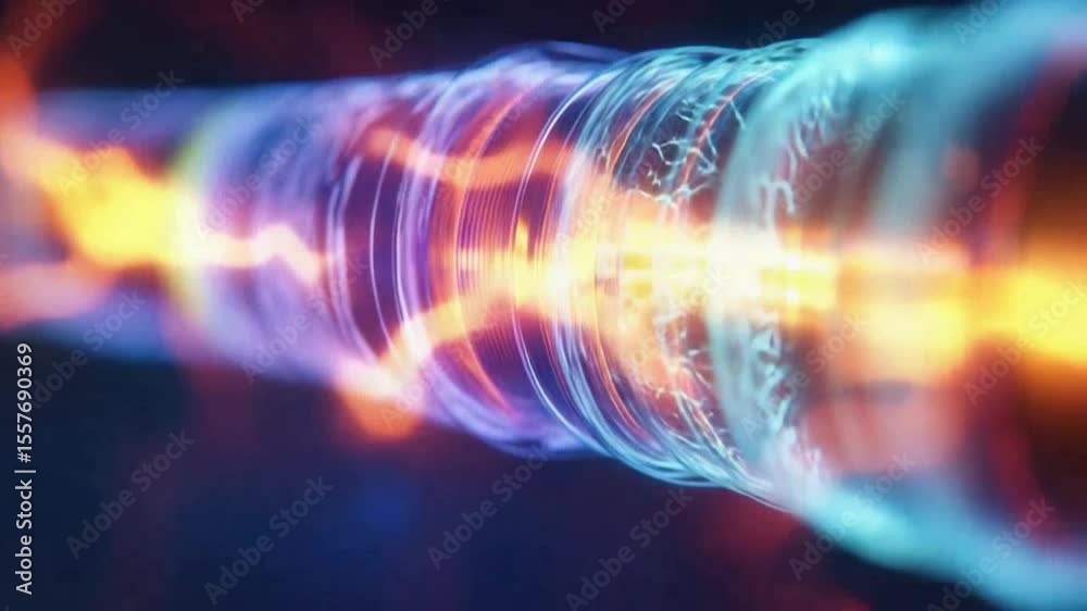 Poster neural network fiber optics: abstract close-up of a glowing neural network fiber optic cable, convey