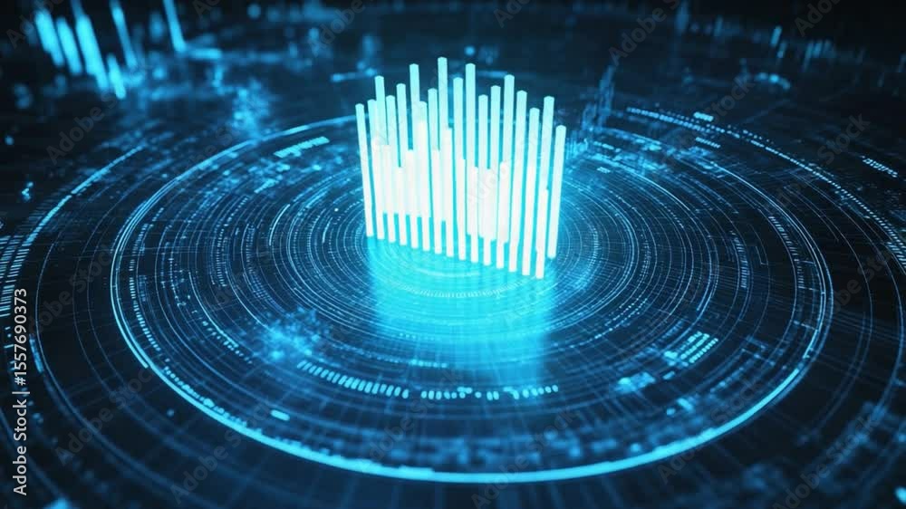 Poster Digital Data Flow Visualization: A captivating visual representation of data flow, with glowing blue lines and intricate patterns forming a futuristic and technology-driven aesthetic.