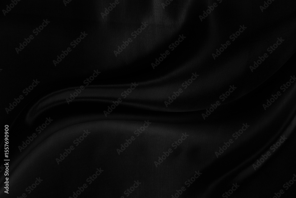 Poster Black gray satin dark fabric texture luxurious shiny that is abstract silk cloth background with patterns soft waves blur beautiful.