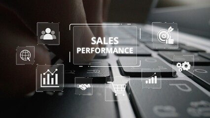 Digital sales performance dashboard showing sales performance metrics, performance trends, sales...