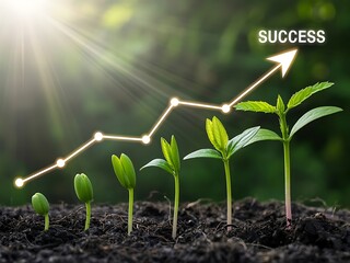 Achieve Growth and Success A Visual Representation of Business Growth, Plant Growth Stages, and the Path to Prosperity