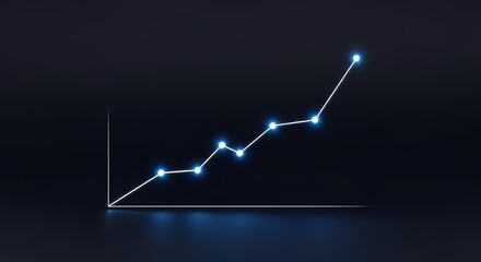 Rising Graph with Increasing Trend on Dark Background