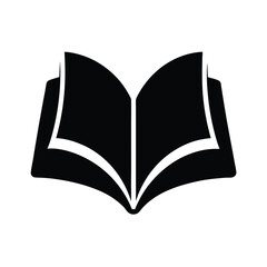 Abstract Black and White Open Book Icon, Simple, Minimalist, Knowledge, Education, Learning, Literacy,  Reading,  Study,  Textbook,  Information,  Wisdom,  Research,  Symbol,  Vector Graphic.