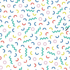 Memphis geometric line seamless patterns.