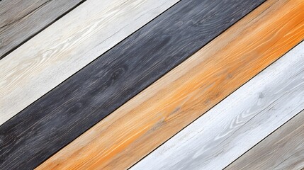 Diagonal Multicolored Wood Planks Background Texture