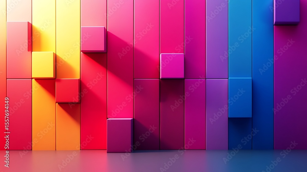 Fototapete abstract geometric background composed of colorful cubes and rectangles creating a modern and vibran