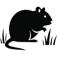 Obraz premium Silhouette of a Rat in the Grass Rodent Vector Illustration