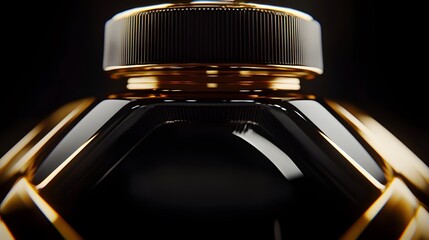 Luxury Black and Gold Perfume Bottle Cap Closeup