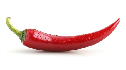 Organic fresh chili pepper with sliced isolated on white background. Ripe red hot natural chili peppers vegetable.