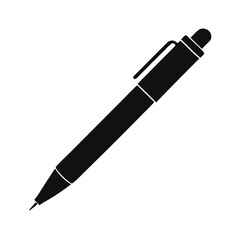 Simple Black Pen Icon, Minimalist Vector Graphic for Business, Education, and Office Stationery Designs, Representing Writing, Note-Taking, and Professionalism.