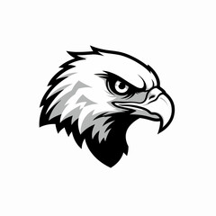 Fototapeta premium Majestic eagle head profile, powerful bird of prey, bald eagle head illustration, perfect for Independence Day themed designs. This striking eagle image is ideal for patriotic graphics,