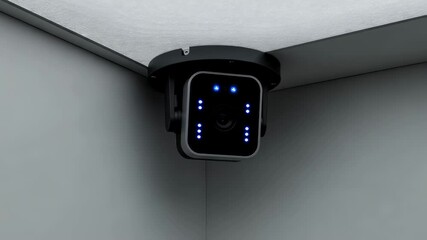 Man using a mobile phone to control a smart home security camera with biometric facial recognition for access control footage. - Powered by Adobe