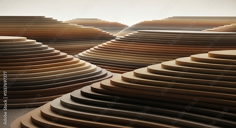 Fototapete abstract layered landscape pattern with smooth gradations