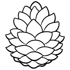 Botanical Pine Cone Line Drawing Vector