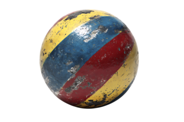 Close up of a weathered, multi colored ball.  Perfect for grunge or retro designs.