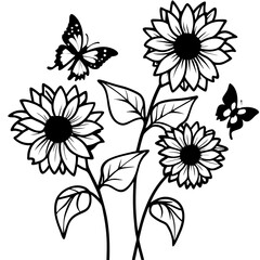 sunflowers-with-butterflies--delicate-watercolor-