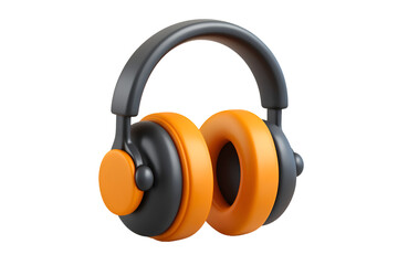 Stylish orange and gray headphones audio listening music sound