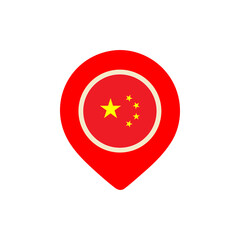 china map location flag pin with chinese national symbol in red for modern sign and pointer icon png